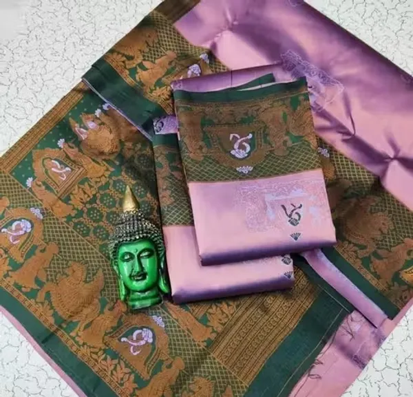 Beautiful_Art_Silk_Jacquard_Border_Palakhi_design_Saree_With_Unstitched_Running_Blouse_For_Women_Wedding_Wear_Party