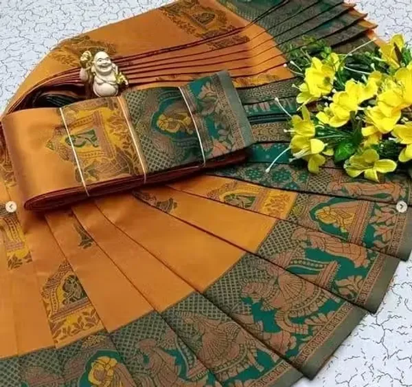 Beautiful_Art_Silk_Jacquard_Border_Palakhi_design_Saree_With_Unstitched_Running_Blouse_For_Women_Wedding_Wear_Party