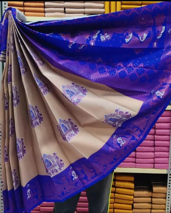 Beautiful_Art_Silk_Jacquard_Border_Palakhi_design_Saree_With_Unstitched_Running_Blouse_For_Women_Wedding_Wear_Party