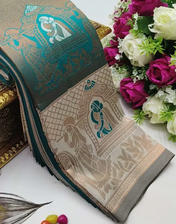 Beautiful_Art_Silk_Jacquard_Border_Palakhi_design_Saree_With_Unstitched_Running_Blouse_For_Women_Wedding_Wear_Party