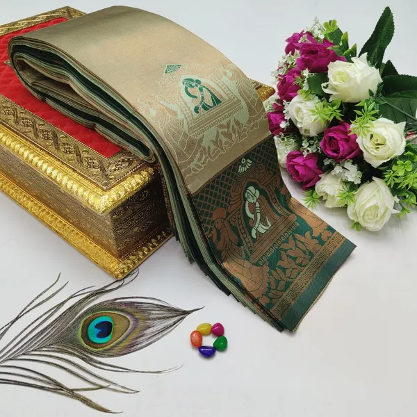Beautiful_Art_Silk_Jacquard_Border_Palakhi_design_Saree_With_Unstitched_Running_Blouse_For_Women_Wedding_Wear_Party