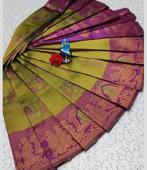 Beautiful_Art_Silk_Jacquard_Border_Palakhi_design_Saree_With_Unstitched_Running_Blouse_For_Women_Wedding_Wear_Party