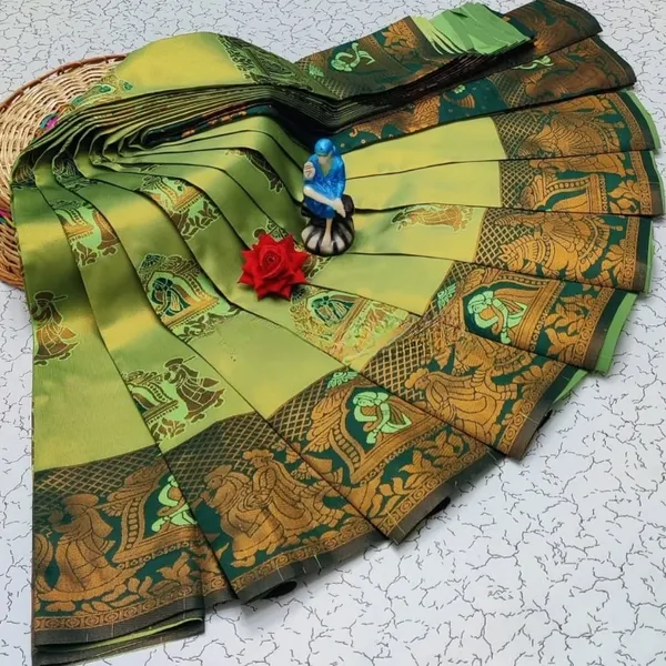 Beautiful_Art_Silk_Jacquard_Border_Palakhi_design_Saree_With_Unstitched_Running_Blouse_For_Women_Wedding_Wear_Party