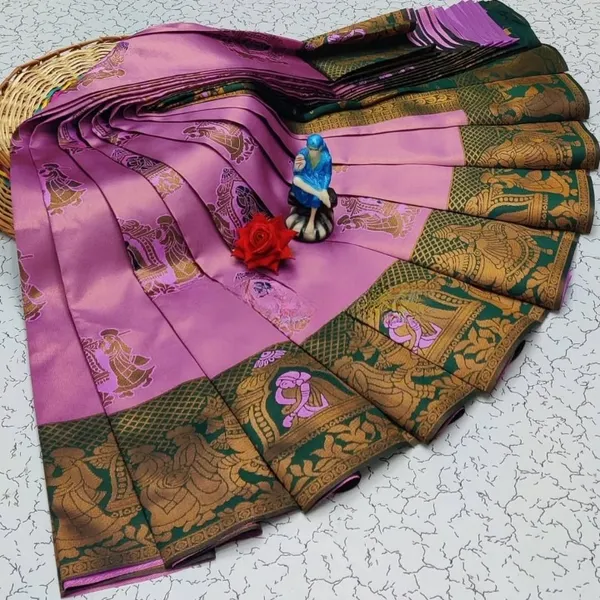 Beautiful_Art_Silk_Jacquard_Border_Palakhi_design_Saree_With_Unstitched_Running_Blouse_For_Women_Wedding_Wear_Party