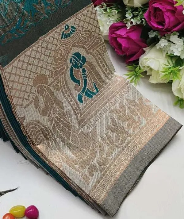 Beautiful_Art_Silk_Jacquard_Border_Palakhi_design_Saree_With_Unstitched_Running_Blouse_For_Women_Wedding_Wear_Party