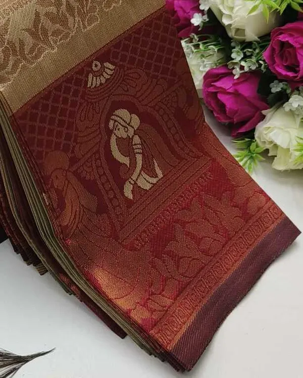 Beautiful_Art_Silk_Jacquard_Border_Palakhi_design_Saree_With_Unstitched_Running_Blouse_For_Women_Wedding_Wear_Party