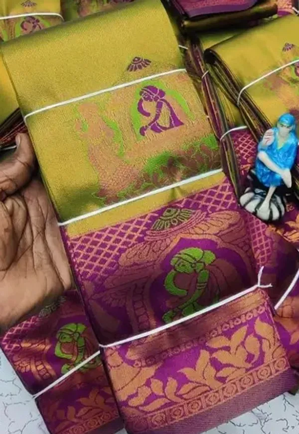 Beautiful_Art_Silk_Jacquard_Border_Palakhi_design_Saree_With_Unstitched_Running_Blouse_For_Women_Wedding_Wear_Party