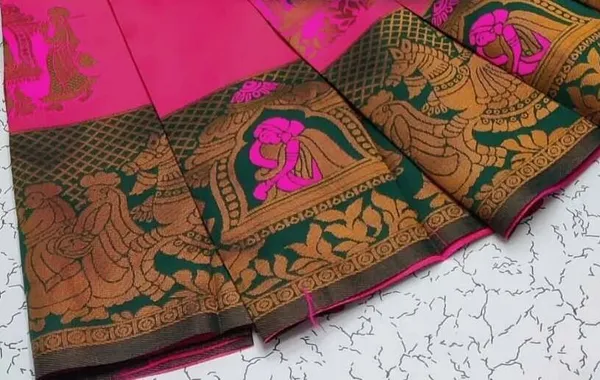 Beautiful_Art_Silk_Jacquard_Border_Palakhi_design_Saree_With_Unstitched_Running_Blouse_For_Women_Wedding_Wear_Party