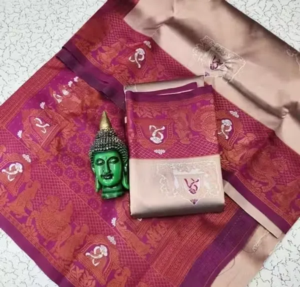 Beautiful_Art_Silk_Jacquard_Border_Palakhi_design_Saree_With_Unstitched_Running_Blouse_For_Women_Wedding_Wear_Party
