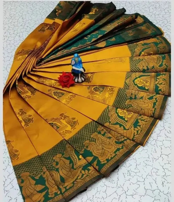 Beautiful_Art_Silk_Jacquard_Border_Palakhi_design_Saree_With_Unstitched_Running_Blouse_For_Women_Wedding_Wear_Party