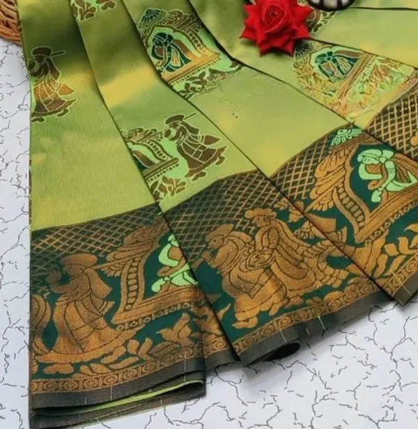 Beautiful_Art_Silk_Jacquard_Border_Palakhi_design_Saree_With_Unstitched_Running_Blouse_For_Women_Wedding_Wear_Party