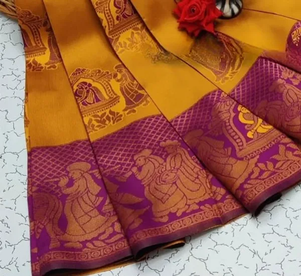 Beautiful_Art_Silk_Jacquard_Border_Palakhi_design_Saree_With_Unstitched_Running_Blouse_For_Women_Wedding_Wear_Party