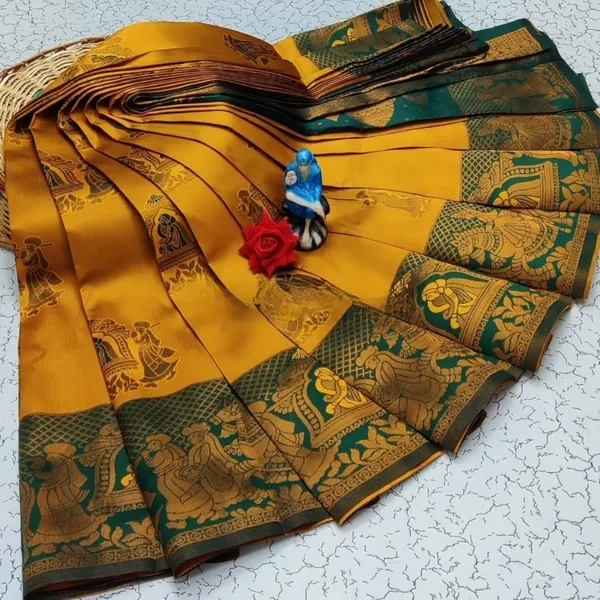 Beautiful_Art_Silk_Jacquard_Border_Palakhi_design_Saree_With_Unstitched_Running_Blouse_For_Women_Wedding_Wear_Party