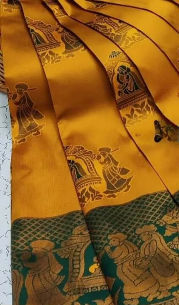 Beautiful_Art_Silk_Jacquard_Border_Palakhi_design_Saree_With_Unstitched_Running_Blouse_For_Women_Wedding_Wear_Party