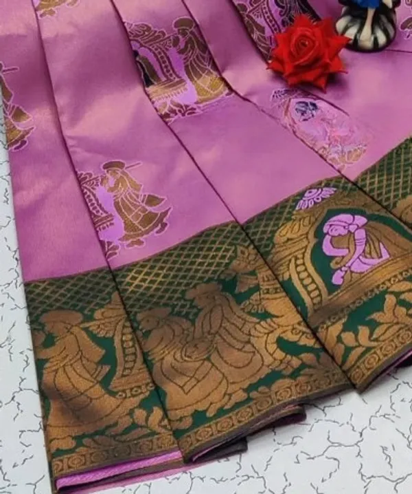 Beautiful_Art_Silk_Jacquard_Border_Palakhi_design_Saree_With_Unstitched_Running_Blouse_For_Women_Wedding_Wear_Party