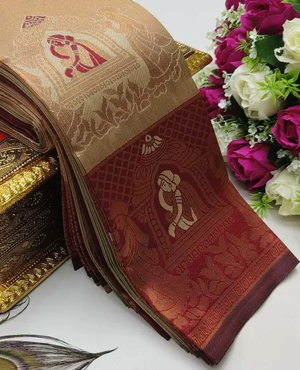 Beautiful_Art_Silk_Jacquard_Border_Palakhi_design_Saree_With_Unstitched_Running_Blouse_For_Women_Wedding_Wear_Party