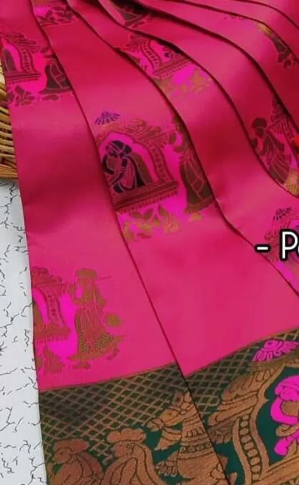 Beautiful_Art_Silk_Jacquard_Border_Palakhi_design_Saree_With_Unstitched_Running_Blouse_For_Women_Wedding_Wear_Party