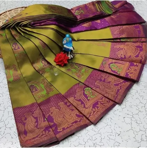 Beautiful_Art_Silk_Jacquard_Border_Palakhi_design_Saree_With_Unstitched_Running_Blouse_For_Women_Wedding_Wear_Party