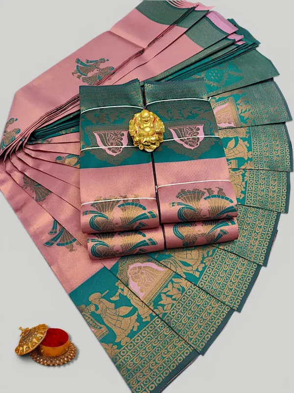 Beautiful_Art_Silk_Jacquard_Border_varmala_design_Saree_With_Unstitched_Running_Blouse_For_Women_Wedding_Wear_Party
