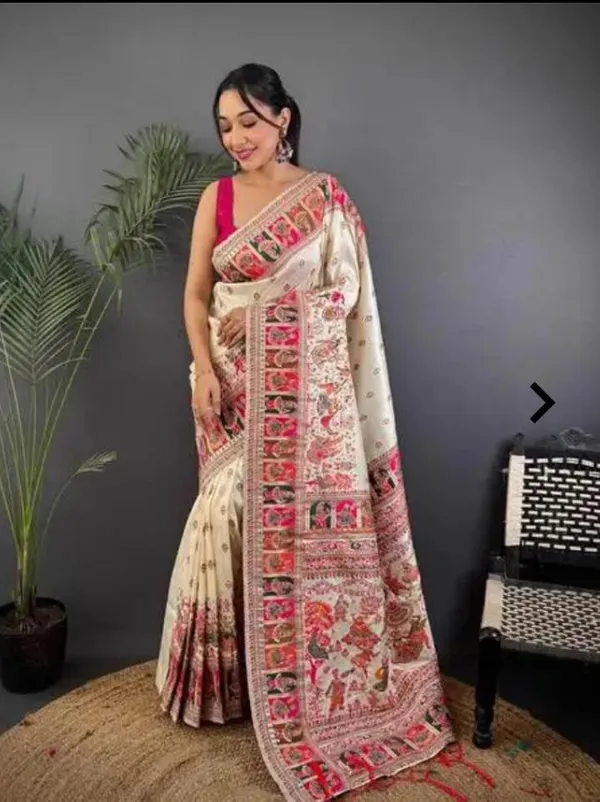 Cream_Pashmina_Soft_Kanjeevaram_Silk_Saree_For_Women