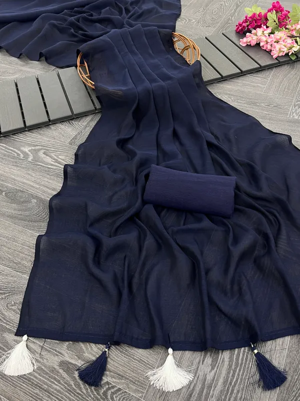 Navy_Blue_Khadi_Cotton_Saree_For_Women