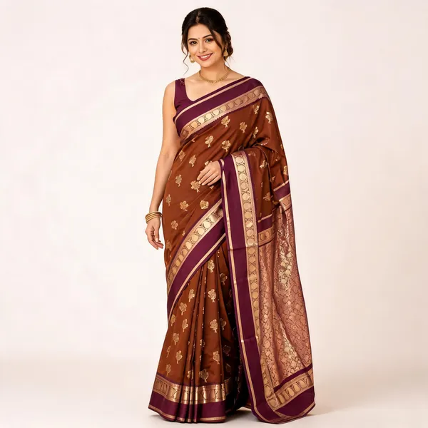 Brown_Lightweight_Soft_Kanjeevaram_Silk_Saree_For_Women