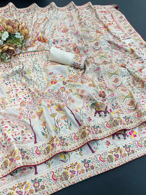 White_Pashmina_Soft_Kanjeevaram_Silk_Saree_For_Women