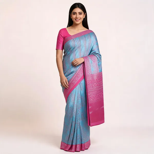 Multicolor_Kanjeevaram_Banarasi_Silk_Saree_For_Women
