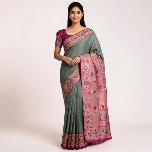 Green_Paithani_Banarasi_Silk_Saree_For_Women