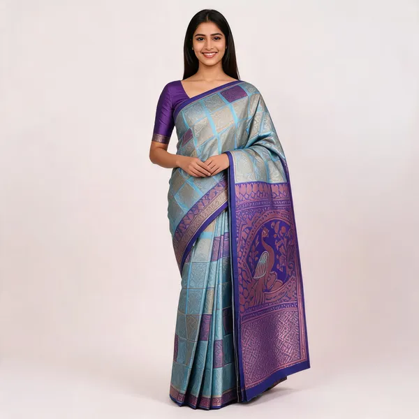 Sky_Blue_Kanjeevaram_Banarasi_Silk_Saree_For_Women
