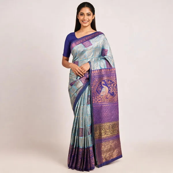 Sky_Blue_Kanjeevaram_Banarasi_Silk_Saree_For_Women