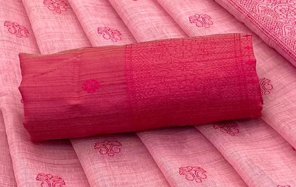 Cotton_Silk_Linen_Saree_beautifully_cotton_saree_featuring_delicate_floral_prints_and_designed_border_daily_wear,_office_Party_Wear_With_tassels_latkan_And_blouse_piece