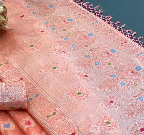 Cotton_Silk_Linen_Saree_beautifully_cotton_saree_featuring_delicate_floral_prints_and_designed_border_daily_wear,_office_Party_Wear_With_tassels_latkan_And_blouse_piece