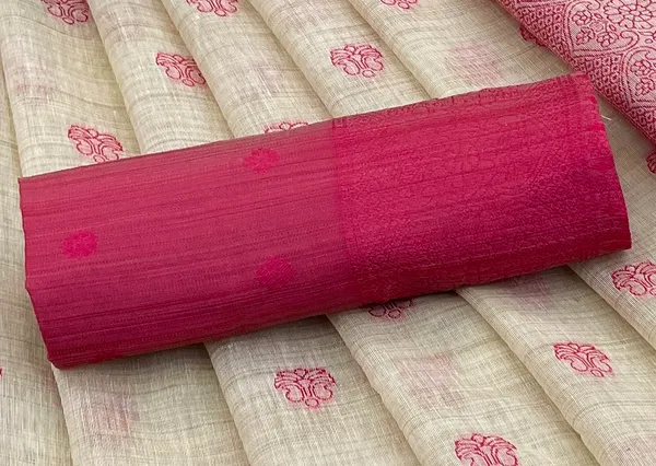 Cotton_Silk_Linen_Saree_beautifully_cotton_saree_featuring_delicate_floral_prints_and_designed_border_daily_wear,_office_Party_Wear_With_tassels_latkan_And_blouse_piece