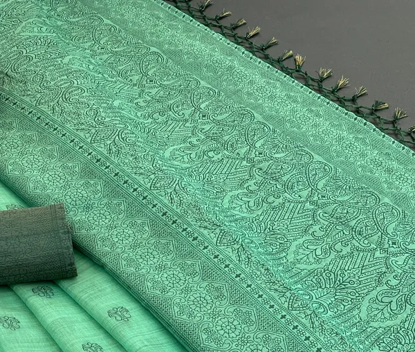 Cotton_Silk_Linen_Saree_beautifully_cotton_saree_featuring_delicate_floral_prints_and_designed_border_daily_wear,_office_Party_Wear_With_tassels_latkan_And_blouse_piece