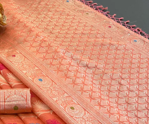 Cotton_Silk_Linen_Saree_beautifully_cotton_saree_featuring_delicate_floral_prints_and_designed_border_daily_wear,_office_Party_Wear_With_tassels_latkan_And_blouse_piece