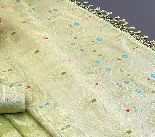 Cotton_Silk_Linen_Saree_beautifully_cotton_saree_featuring_delicate_floral_prints_and_designed_border_daily_wear,_office_Party_Wear_With_tassels_latkan_And_blouse_piece