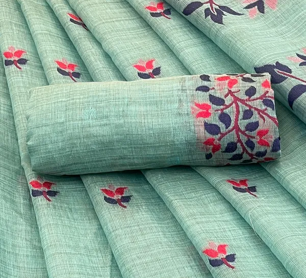 Cotton_Silk_Linen_Saree_beautifully_cotton_saree_featuring_delicate_floral_prints_and_designed_border_daily_wear,_office_Party_Wear_With_tassels_latkan_And_blouse_piece