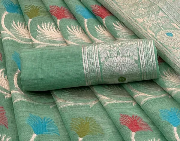 Cotton_Silk_Linen_Saree_beautifully_cotton_saree_featuring_delicate_floral_prints_and_designed_border_daily_wear,_office_Party_Wear_With_tassels_latkan_And_blouse_piece