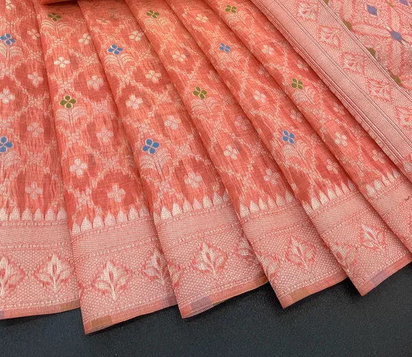 Cotton_Silk_Linen_Saree_beautifully_cotton_saree_featuring_delicate_floral_prints_and_designed_border_daily_wear,_office_Party_Wear_With_tassels_latkan_And_blouse_piece