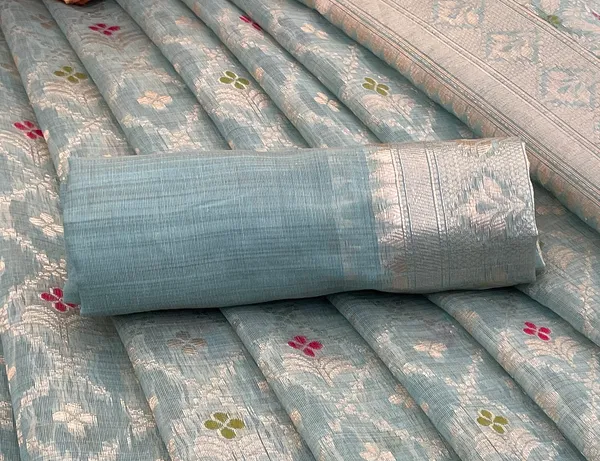 Cotton_Silk_Linen_Saree_beautifully_cotton_saree_featuring_delicate_floral_prints_and_designed_border_daily_wear,_office_Party_Wear_With_tassels_latkan_And_blouse_piece