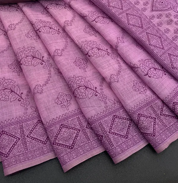 Cotton_Silk_Linen_Saree_beautifully_cotton_saree_featuring_delicate_floral_prints_and_designed_border_daily_wear,_office_Party_Wear_With_tassels_latkan_And_blouse_piece