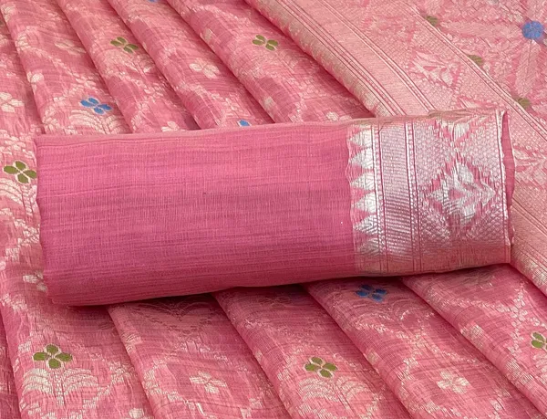 Cotton_Silk_Linen_Saree_beautifully_cotton_saree_featuring_delicate_floral_prints_and_designed_border_daily_wear,_office_Party_Wear_With_tassels_latkan_And_blouse_piece