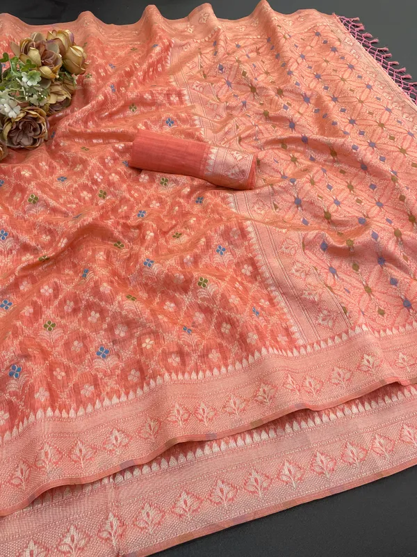 Cotton_Silk_Linen_Saree_beautifully_cotton_saree_featuring_delicate_floral_prints_and_designed_border_daily_wear,_office_Party_Wear_With_tassels_latkan_And_blouse_piece