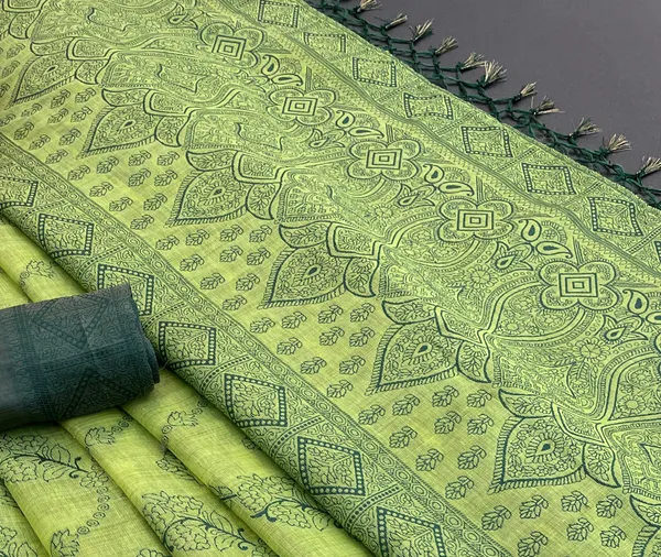 Cotton_Silk_Linen_Saree_beautifully_cotton_saree_featuring_delicate_floral_prints_and_designed_border_daily_wear,_office_Party_Wear_With_tassels_latkan_And_blouse_piece
