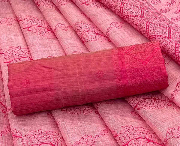 Cotton_Silk_Linen_Saree_beautifully_cotton_saree_featuring_delicate_floral_prints_and_designed_border_daily_wear,_office_Party_Wear_With_tassels_latkan_And_blouse_piece