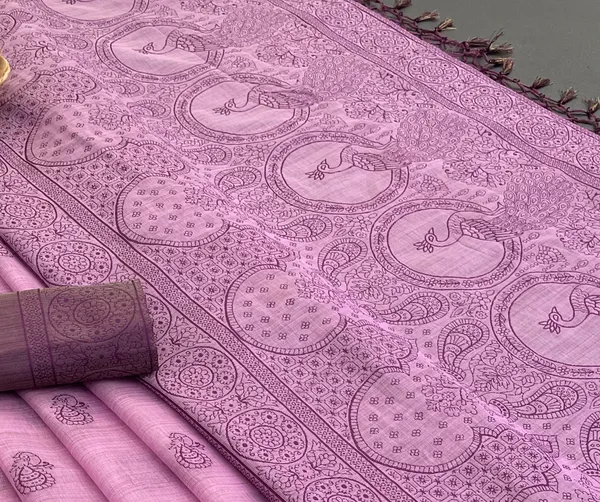 Cotton_Silk_Linen_Saree_beautifully_cotton_saree_featuring_delicate_floral_prints_and_designed_border_daily_wear,_office_Party_Wear_With_tassels_latkan_And_blouse_piece