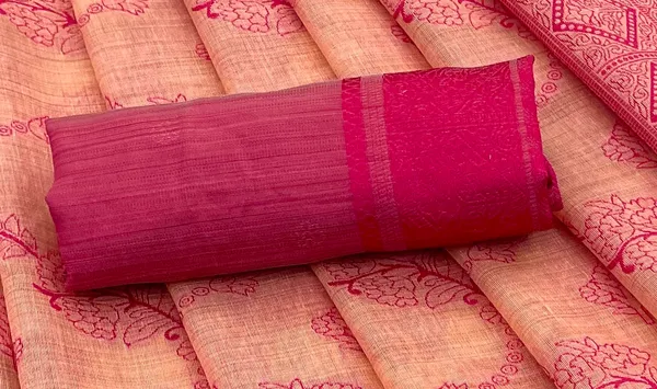 Cotton_Silk_Linen_Saree_beautifully_cotton_saree_featuring_delicate_floral_prints_and_designed_border_daily_wear,_office_Party_Wear_With_tassels_latkan_And_blouse_piece