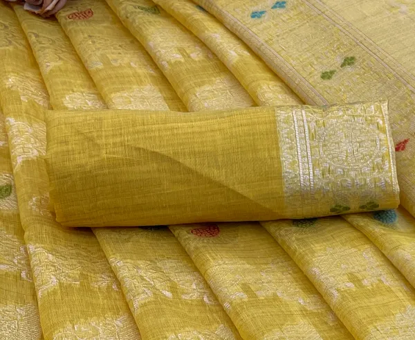 Cotton_Silk_Linen_Saree_beautifully_cotton_saree_featuring_delicate_floral_prints_and_designed_border_daily_wear,_office_Party_Wear_With_tassels_latkan_And_blouse_piece