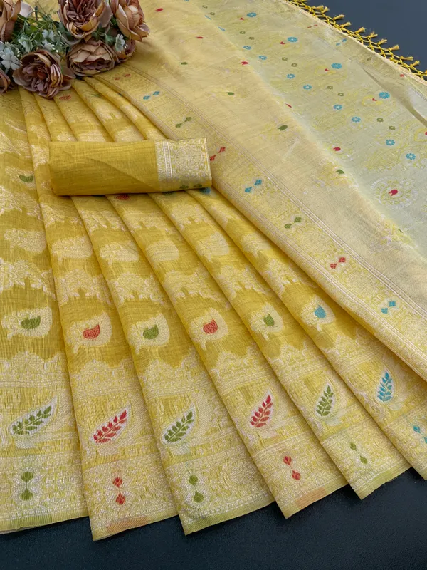 Cotton_Silk_Linen_Saree_beautifully_cotton_saree_featuring_delicate_floral_prints_and_designed_border_daily_wear,_office_Party_Wear_With_tassels_latkan_And_blouse_piece